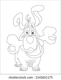 Dog coloring page, coloring book page, coloring page for kids, puppy line art, vector art