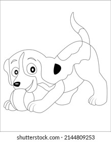 Dog coloring page, coloring book page, coloring page for kids, puppy line art, vector art