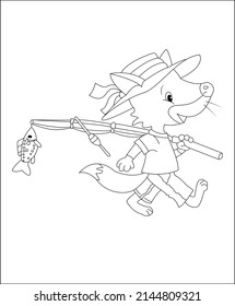 Dog coloring page, coloring book page, coloring page for kids, puppy line art, vector art