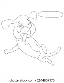 Dog coloring page, coloring book page, coloring page for kids, puppy line art, vector art