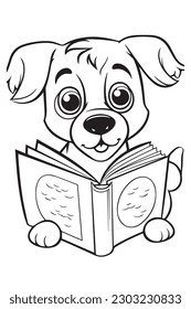 Dog Coloring Page, Dog Character For Coloring Book