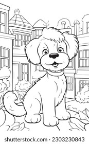 Dog Coloring Page, Dog Character For Coloring Book
