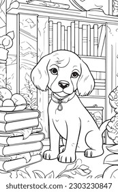 Dog Coloring Page, Dog Character For Coloring Book