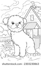Dog Coloring Page, Dog Character For Coloring Book