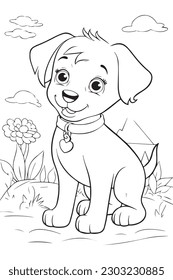 Dog Coloring Page, Dog Character For Coloring Book