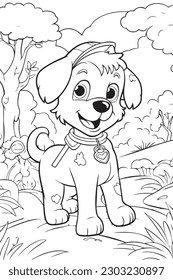 Dog Coloring Page, Dog Character For Coloring Book