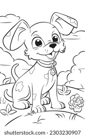 Dog Coloring Page, Dog Character For Coloring Book