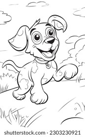 Dog Coloring Page, Dog Character For Coloring Book
