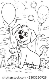 Dog Coloring Page, Dog Character For Coloring Book