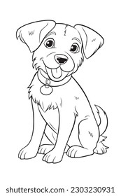Dog Coloring Page, Dog Character For Coloring Book