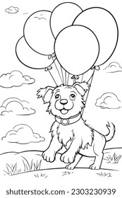Dog Coloring Page, Dog Character For Coloring Book
