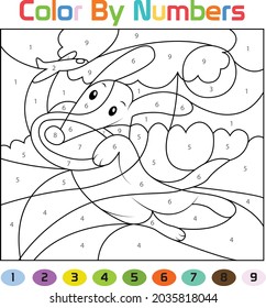 Dog Coloring Page. Color by numbers. Coloring book. Educational puzzle game for children. Coloring page for preschool kids
