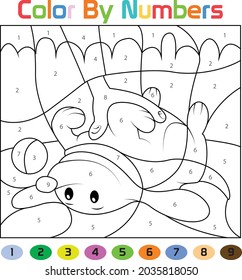 Dog Coloring Page. Color by numbers. Coloring book. Educational puzzle game for children. Coloring page for preschool kids