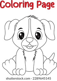 Dog coloring page, coloring page for kids, coloring book pages, Cute puppy line art