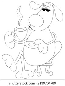 Dog coloring page line art vector art cute pet coloring page pet line art vector art dog coloring book page for kids