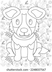 Dog Coloring Page, Dog Vector