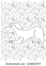 Dog Coloring Page, Dog Vector