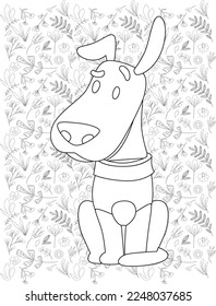Dog Coloring Page, Dog Vector