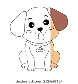 Dog coloring pages for kids. Trace and color Dog. A cute Dog animal clipart outline vector. Coloring book for kids. Kindergarten and preschool worksheets printable for kids. 