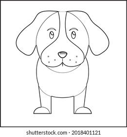 Dog Coloring Pages. Outline of Cartoon Dog. Cute Puppy. Pet. Gift for the Holiday. Birthday. Coloring book for kids. 