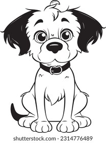 A Dog, , colouring book for kids, vector illustration