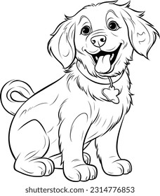 A Dog, , colouring book for kids, vector illustration