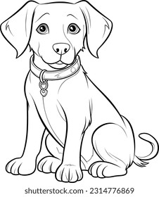 A Dog, , colouring book for kids, vector illustration