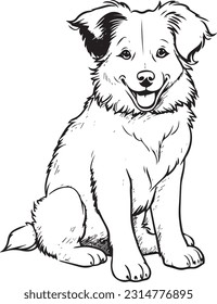 A Dog, , colouring book for kids, vector illustration