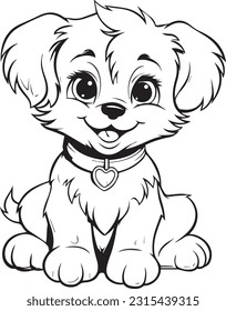 Dog, colouring book for kids, vector illustration