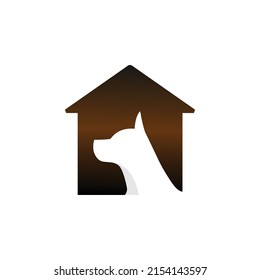 Dog combination house slihouette logo flat vector