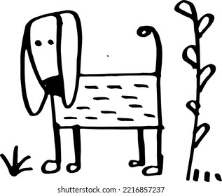 Ilustración de dibujos a mano de perro