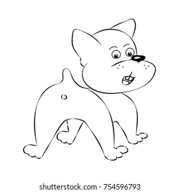 Dog comics line drawing .Vector illustration.