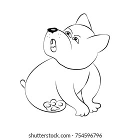 Dog comics line drawing .Vector illustration.