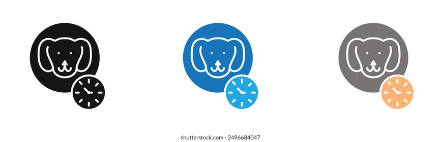 Dog competition icon outline collection or set in black and white