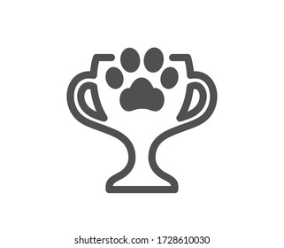 Dog competition icon. Pets award sign. Champion winner cup symbol. Classic flat style. Quality design element. Simple winner cup icon. Vector