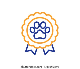 Dog competition line icon. Pets award sign. Champion winner medal symbol. Colorful thin line outline concept. Linear style dog competition icon. Editable stroke. Vector