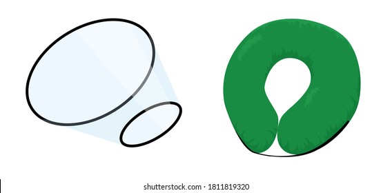 dog cone, Elizabethan collar plastic and soft isolated on white. protection for pets after surgery vector illustration. shame cone, e-collar