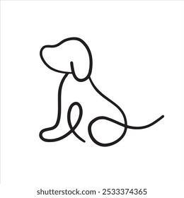 Dog Continues one line art vector illustration on white background,  dog icon vector art