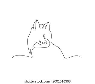 Dog continuous line art drawing style. Minimalist black Husky outline. Editable active stroke vector. 