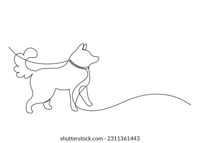 Dog. Continuous line drawing. Vector illustration.