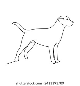 Hundedurchlaufbahn mit einer Linie, Umrisslinie, Vektorgrafik
