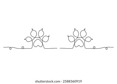 Dog continuous single line drawing animal paw icon outline vector
