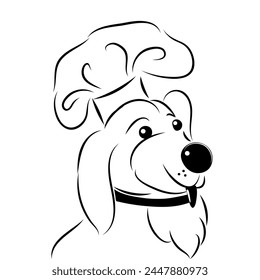 The dog is the cook. Dog's head in a chef's hat.