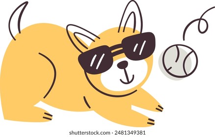 Dog With Cool Sunglasses Vector Illustration