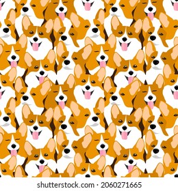 Dog corgi breed. Animal seamless pattern, background, print. Vector illustration