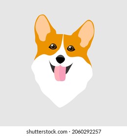Dog corgi breed on a light background. Icon, avatar, symbol, element, print. Isolated vector illustration