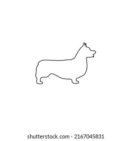 Dog corgi line icon in flat. Vector illustration