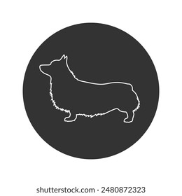 Dog corgi line icon in flat. Vector illustration