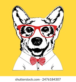 Dog Corgi Manager Vector Cartoon