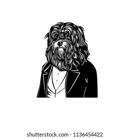 Dog in costume gentleman illustration